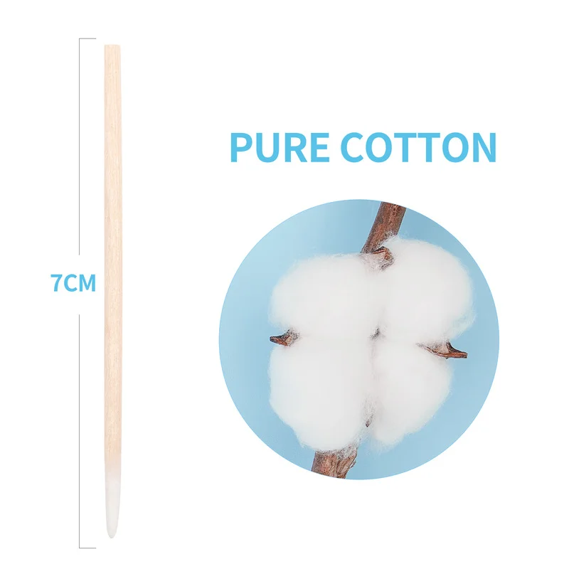 500pcs Disposable Wooden Cotton Swabs Eyebrow Eyeline Lips Makeup Aid Tools Ultra-fine Tip Head Nails Ear Cleaning Cotton Sticks 5