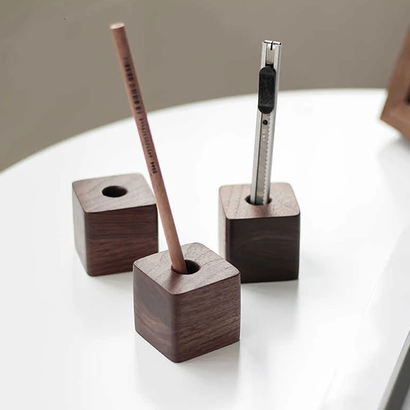

Креативный квадратный деревянный держатель для ручек, офисное настольное хранилище, Минималистичная мебель, офисные принадлежности, Декор, многофункциональный ящик для хранения