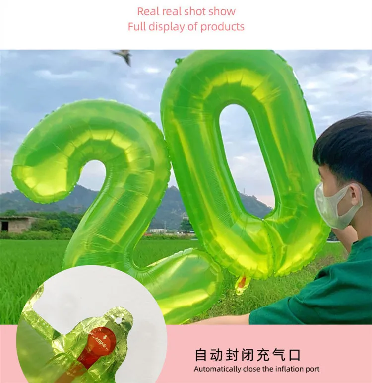 Description Picture 4 of item32inch Large Foil Digital Balloon Jelly Crystal Purple Number Balloons for Birthday Party Wedding Baby Shower Decor Globos