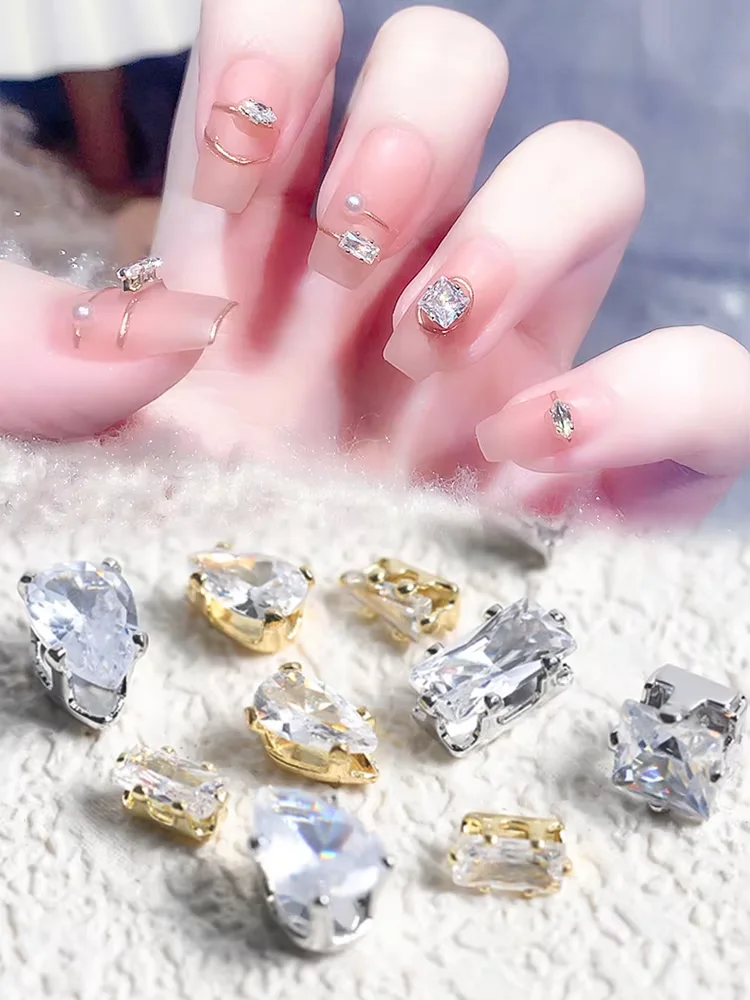 10 Stück 3D-Diamanten mit flacher Rückseite, Dekorationen, Nägel, Strasssteine, goldfarben, klare Pferdeaugen, Wassertropfenform, Kristallschmuck, Nagelkunst, DIY – Detail 7