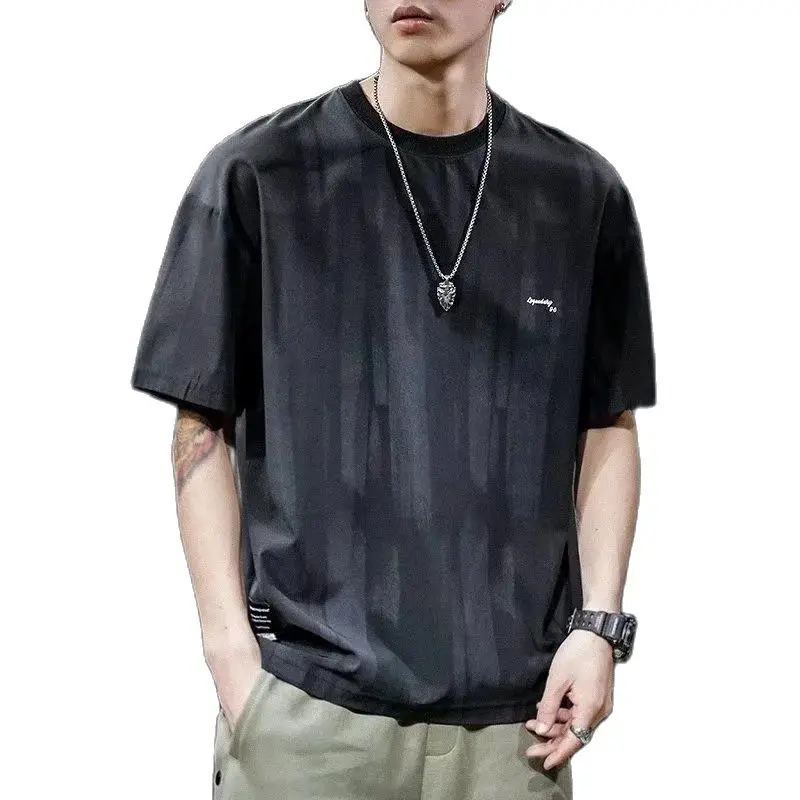 

MFERLIER summer men striped tshirt short sleeve plus size 8XL fashion chic young tees tops