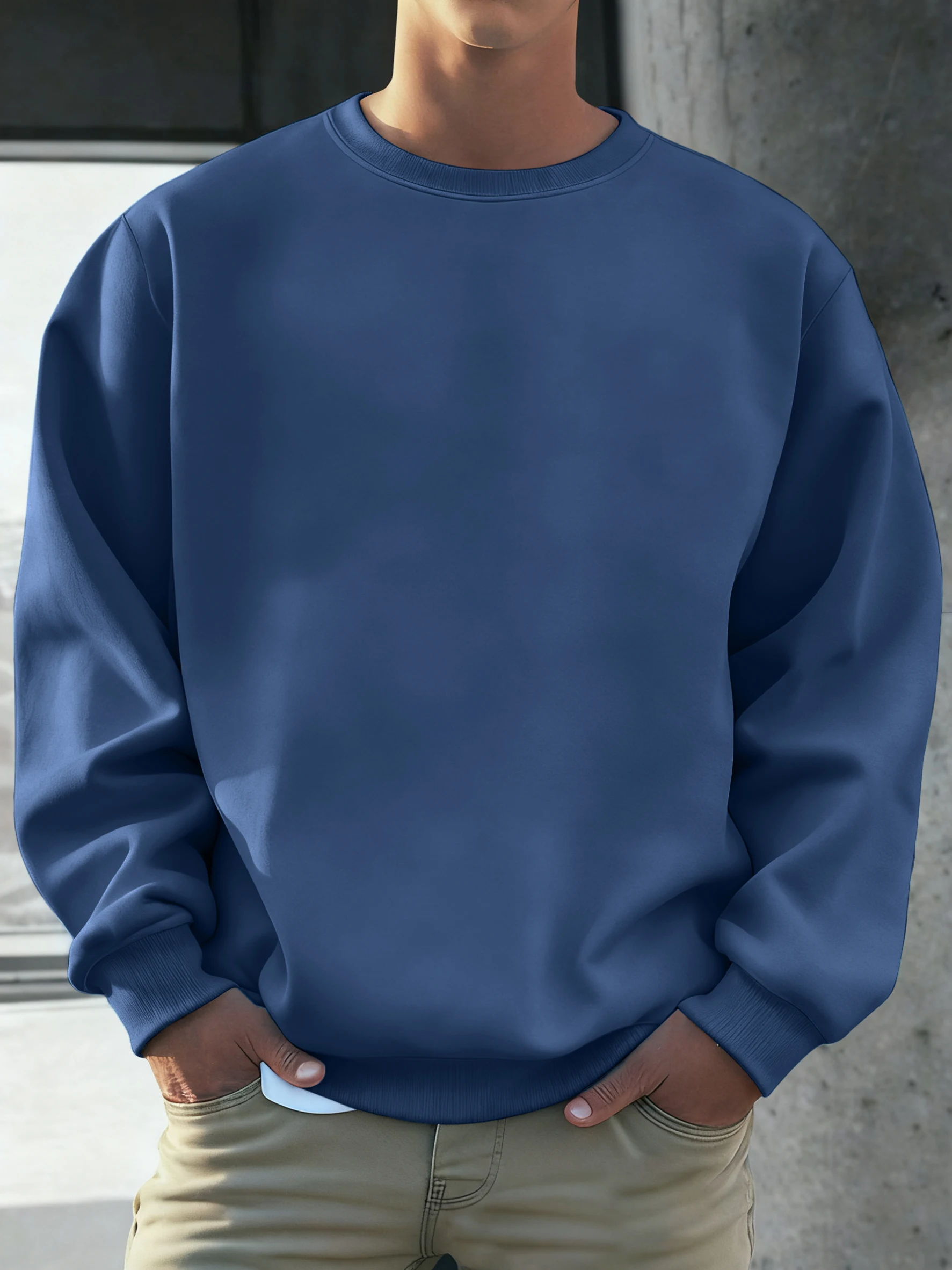 Solide weiche Pullover Straße Herbst bequeme Fleece Hoodies Büro Jogging lose Sweatshirts Casual Basics tägliche Streetwear von Männern – Detail 15
