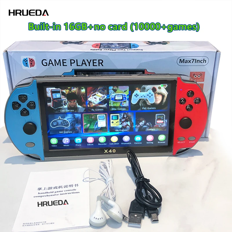 クニチカ　X40  7.0 インチ画面　 携帯 ゲーム コンソール X40レトロビデオゲームコンソール,統合された7インチHD画面,16GB