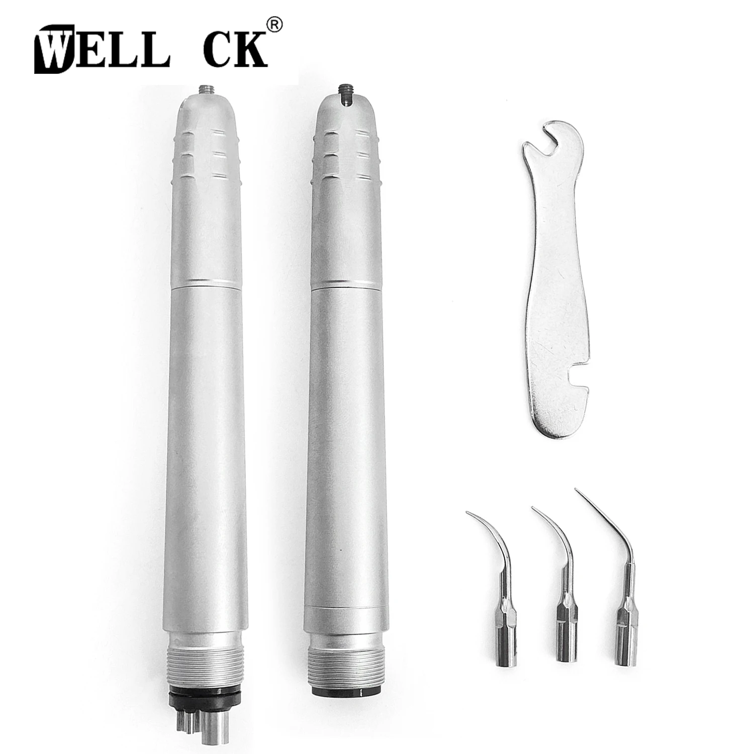 

WELL CK Dental Ultrasonic Air Scaler with 3 Tips Tooth Calculus Remover Cleaning tool Handpiece Whiten Tooth Cleaner Dentist Lab