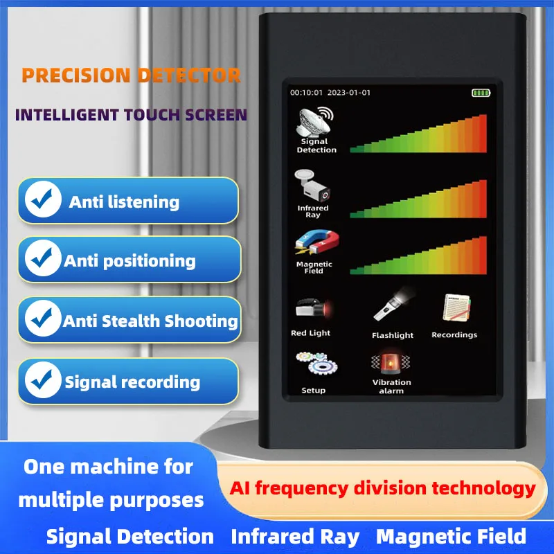 Hidden camera detector camera detector signal detector portable handheld newest full touch anti tracker covert wifi camera signal detector GPS tracker signal detector device