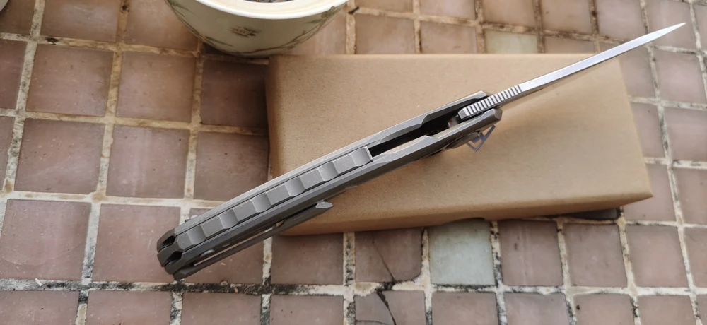 JUFULE Shirogorov Quantum M390 Logo Double Row Ceramic Bearing Titanium Tactical Camping Hunting EDC Tool Folding Blade Knife 5