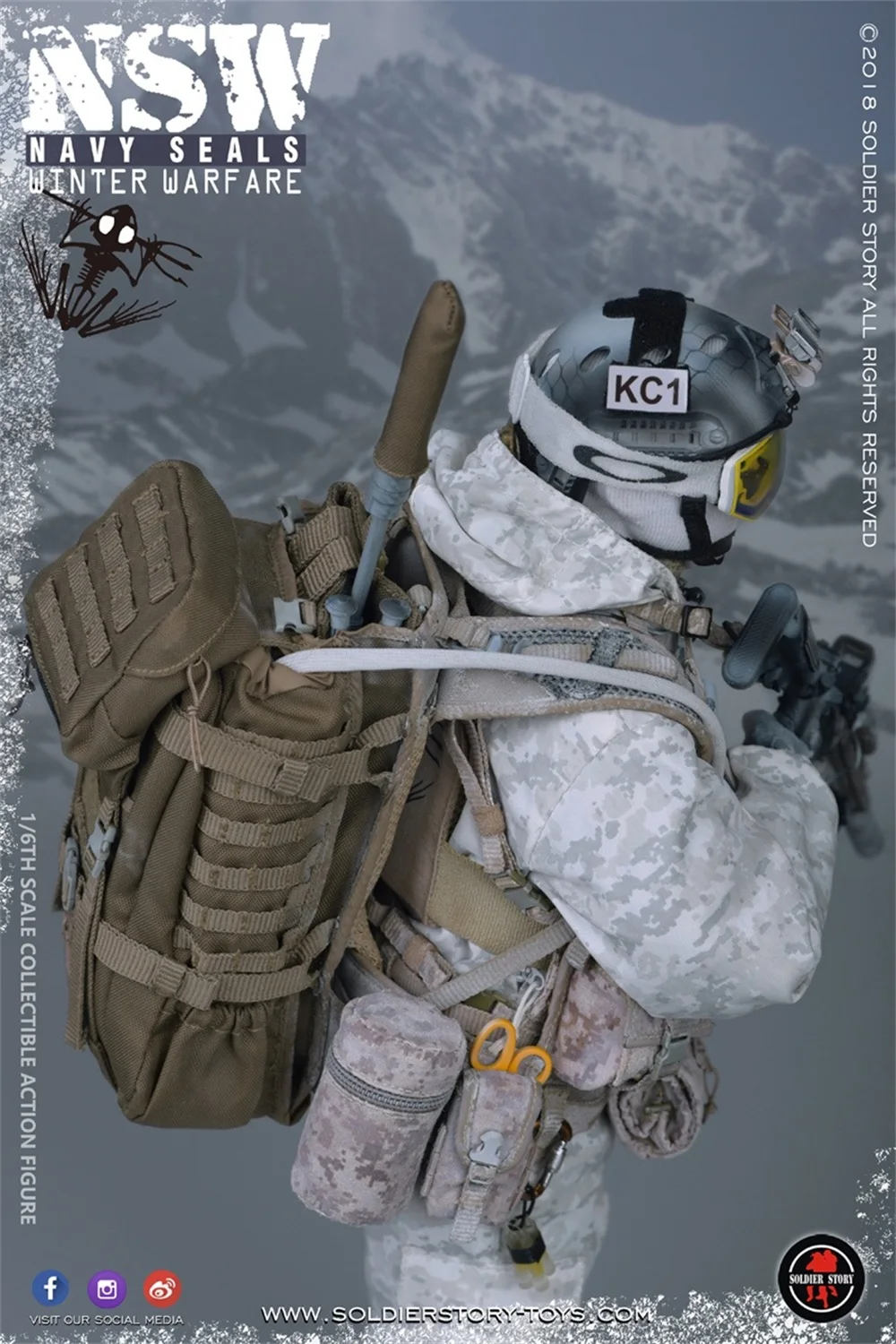 

1/6 SoldierStory SS109 NSW Winter Warfare Marksman Special Soldier Large Big Backpack Bags Camouflage Dress Set Fit 12" Doll