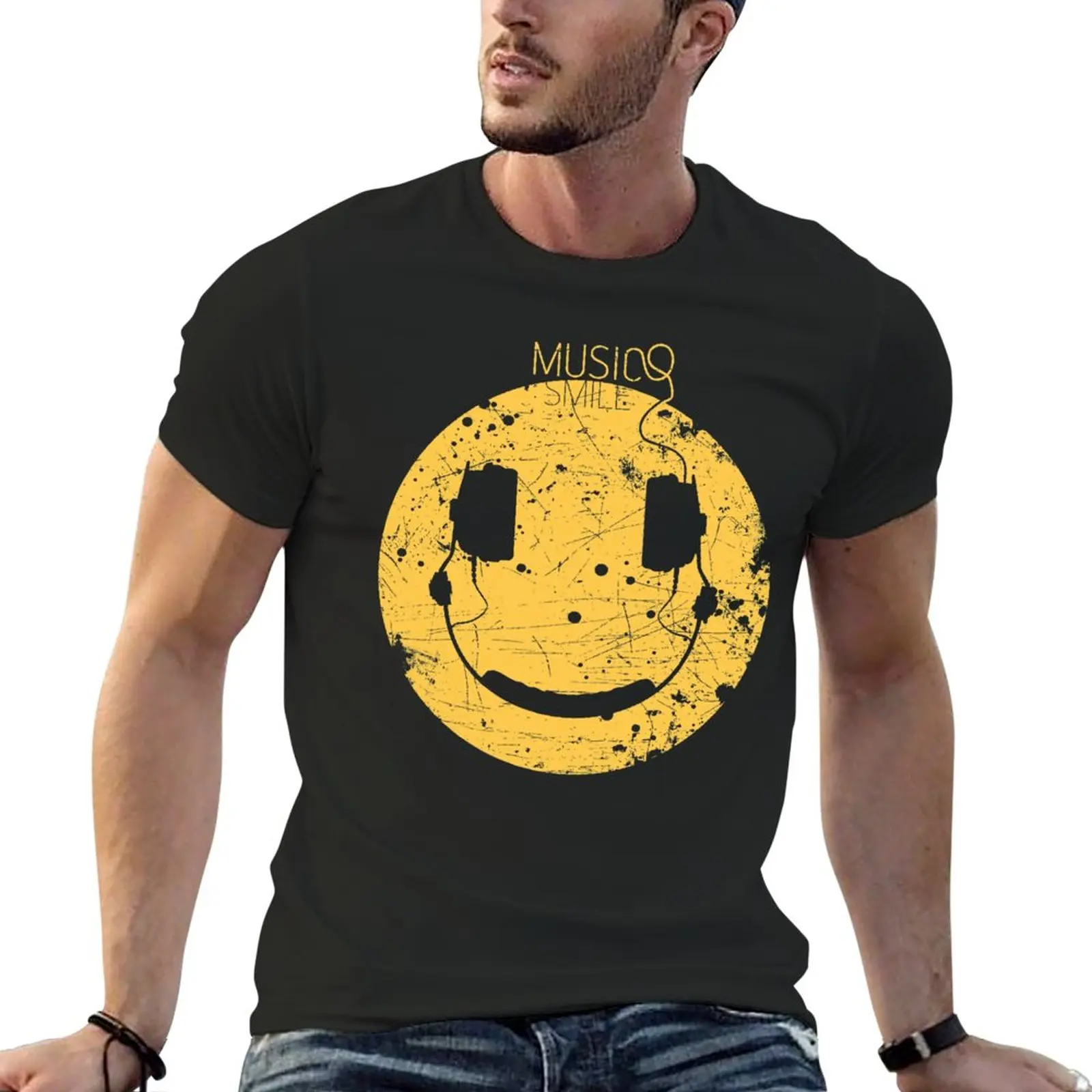 

Music Smile V2 T-Shirt Short sleeve tee animal prinfor boys oversized t shirt men
