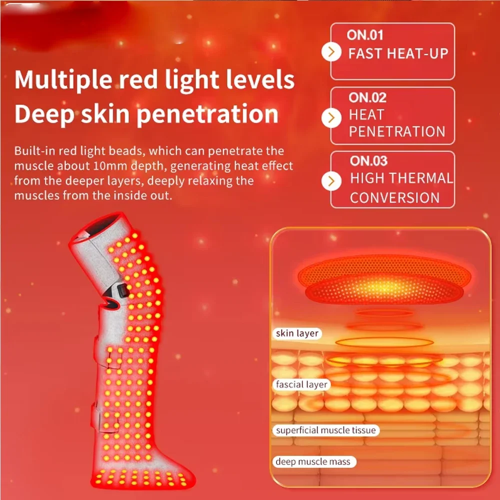 Electric Foot Massage Red Light Therapy Heating Leg Foot Wrap Hot Compress Arthritis Warm Increase Blood Circulation Foot Care