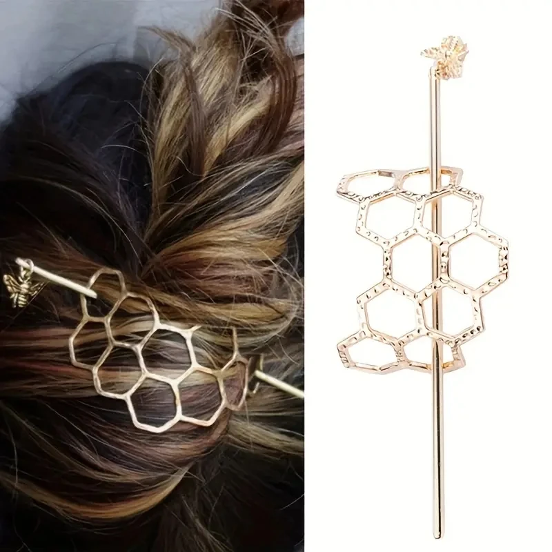 Fermaglio capelli ape e nido d ape in metallo per chignon_voghion.com