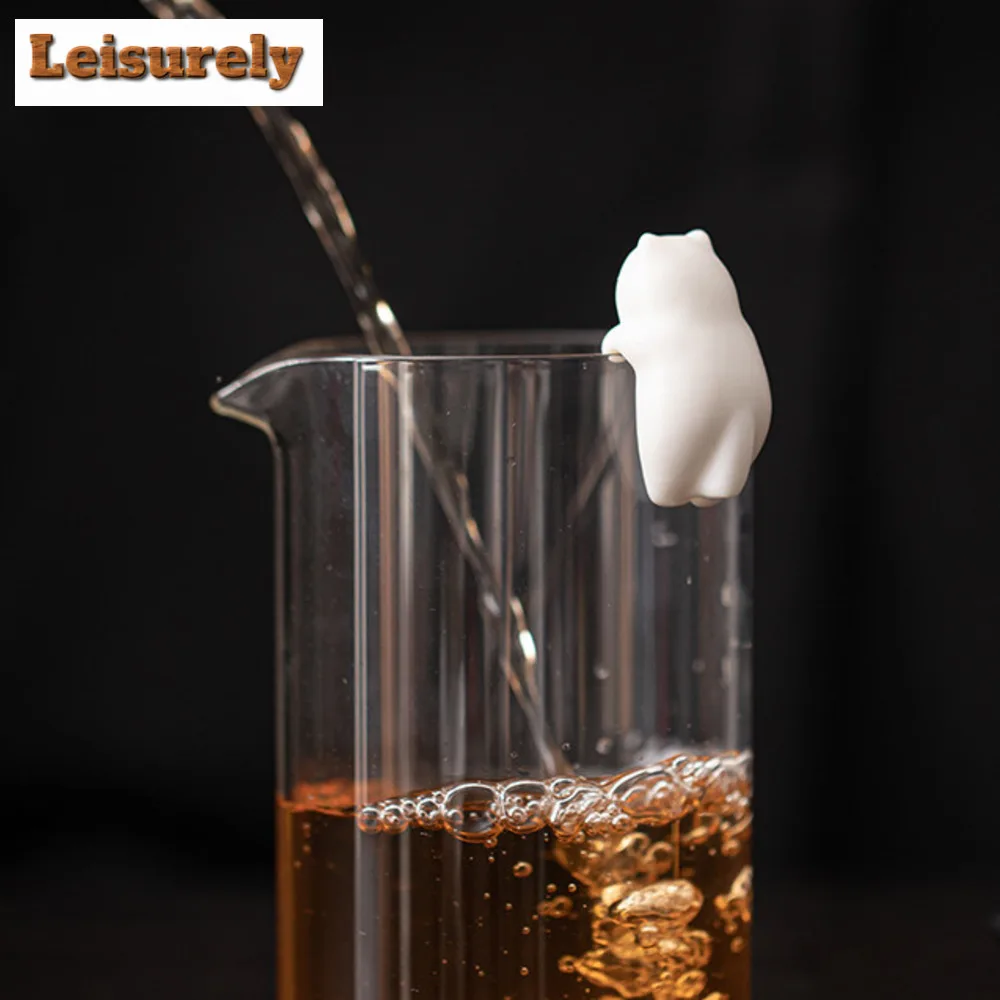 Creative Ceramic Cat Water Cup Edge Pendant White Porcelain Tea Figurine Crafts Tea Pet Ornament Room Tea Ceremony Accessories