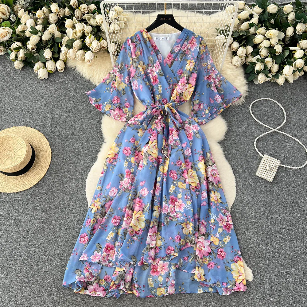 ★Cest Moidew★ Cest_Chiffon floral vneck scarf dress Designer fashion, Seoul-fully created | W Concept
