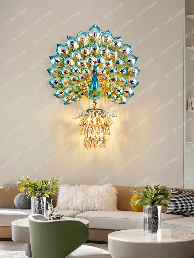 

Peacock Wall Lamp European Style Living Room Background Wall Bedside Bedroom Children's New Lamp