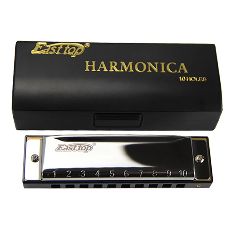 

New 10 Holes 20 Tones Harmonica Stainless Steel Diatonic Blues Harp Key Of C For Adults Kids Players T10-3