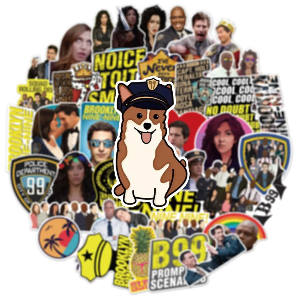 50Pcs 브루클린 나인 나인 그래피티 스티커 물병 노트북 전화 자전거 수하물 케이스 스케이트보드 스티커