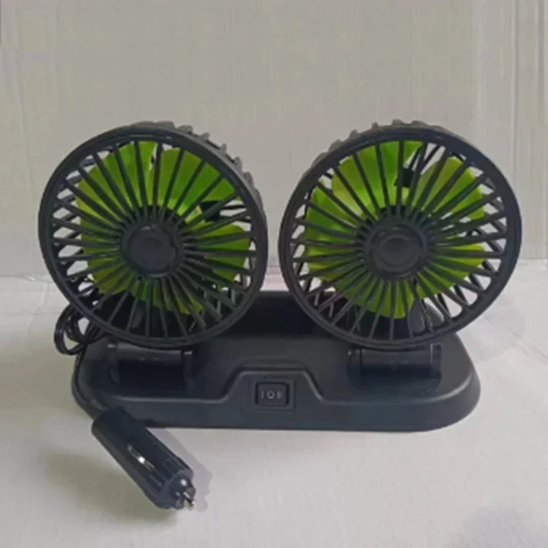 5V/12V/24V Dual Head Car Fan - USB Powered 2-Speed Adjustable Auto Cooler with Wind Regulation, Universal Fit Car Accessory