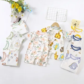 ZOETOPKID Baby Pure Cotton Rompers Summer Short Sleeved Jumpsuit Newborn Infant Bodysuit Baby Boys Girls Crawling Clothes