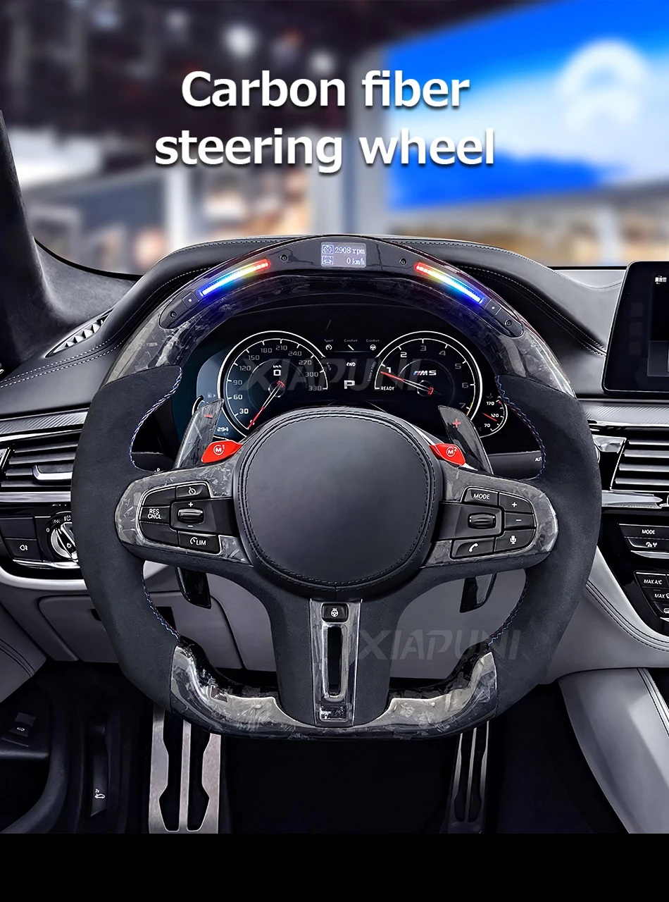 Customized Forge Carbon LED RPM Sport Steering Wheel for BMW M1, M2, M3, M4, M5, and G Series (F40, F44, G20, G21, G28, G22, G29, G80) - - Racext 17