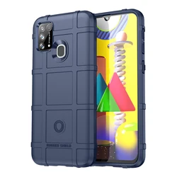Premium Armor Shield Silicone Case - Anti-Knock Matte Finish for Galaxy M21s (Blue)