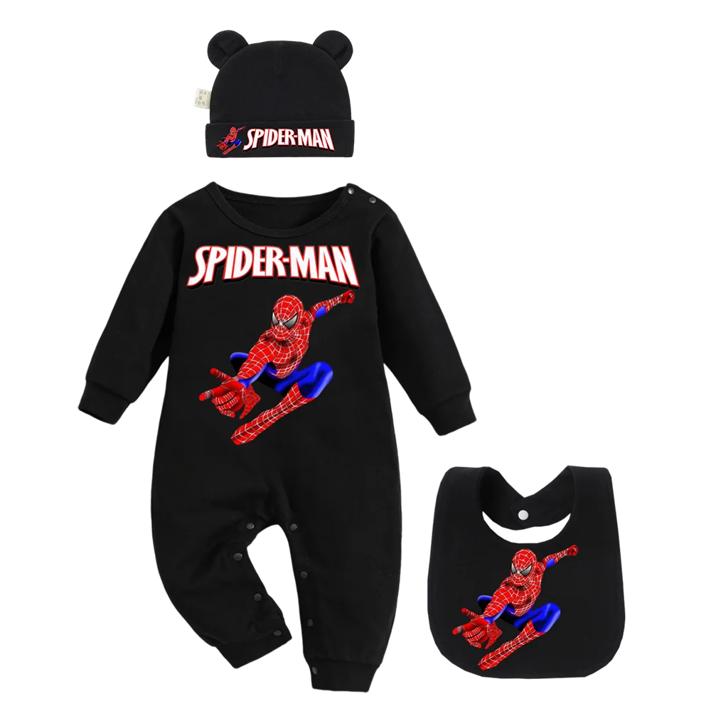 3 חתיכות / מערכת תחתית כותנה לתינוק חדשנולד בצבע אחיד כובע Kawaii חליפת זחילה לתינוק סט בד לילדים מתנה 0-6M