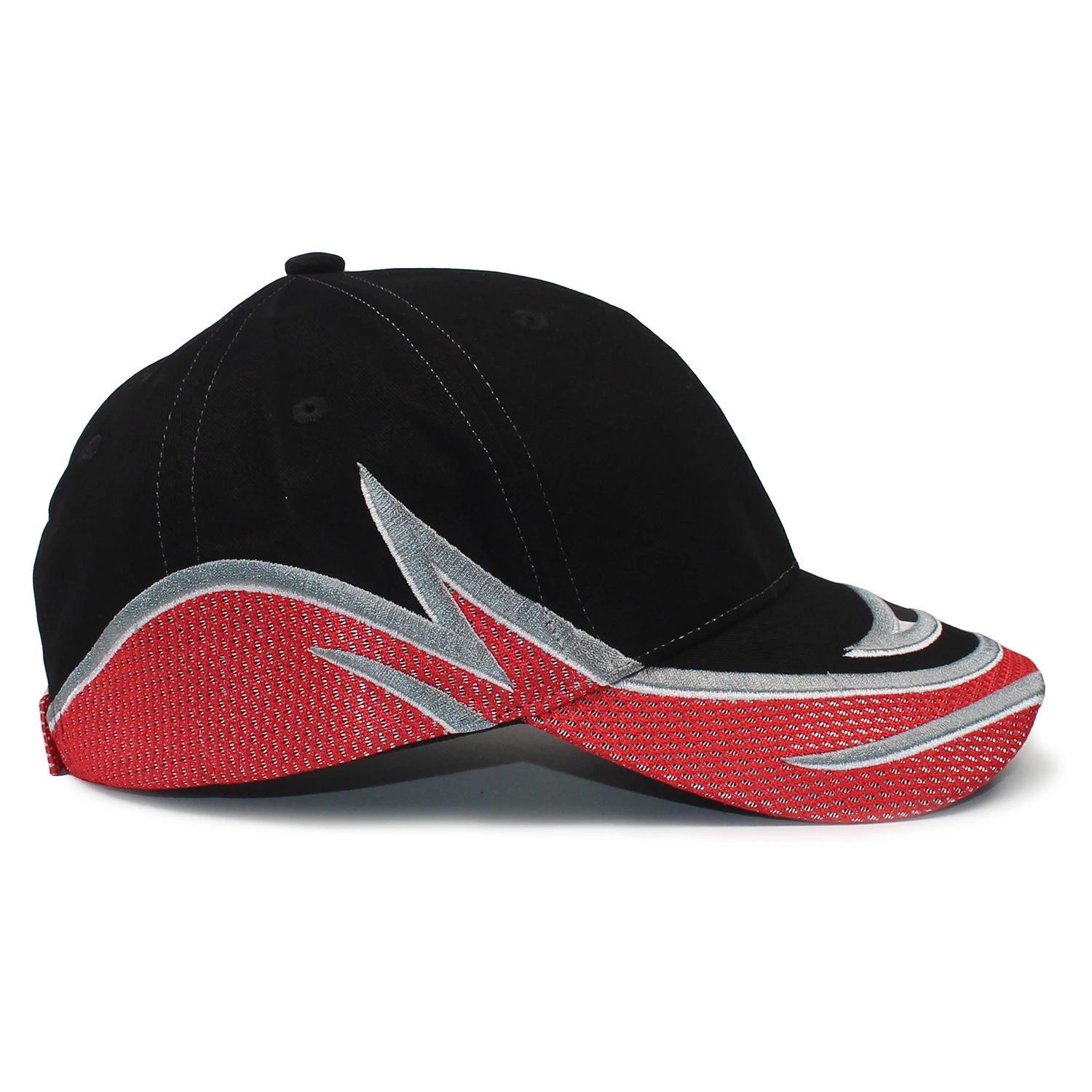 Fashion 6 Panel Racing Hat Checked Embroidery Cotton Twill Sport Baseball Cap