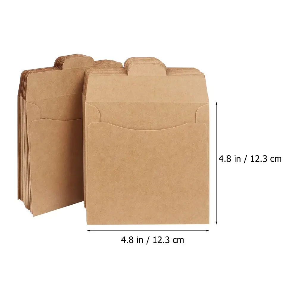 CD DVD Storage Bag CD DVD Storage Case 50pcs Kraft Paper Bags CD DVD Disc Paper Sleeves Envelopes Storage Coin Packaging Bag File Pouches