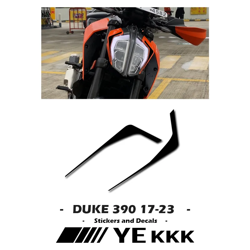 For KTM Duke 390 17 18 19 20 21 22 23 Fairing Shell Front Sticker Decal Lamp Eyebrow Sticker LOGO Duke390 new full car fairing shell sticker decal air guide groove motorcycle stickers 250 for ktm duke 250 duke 250