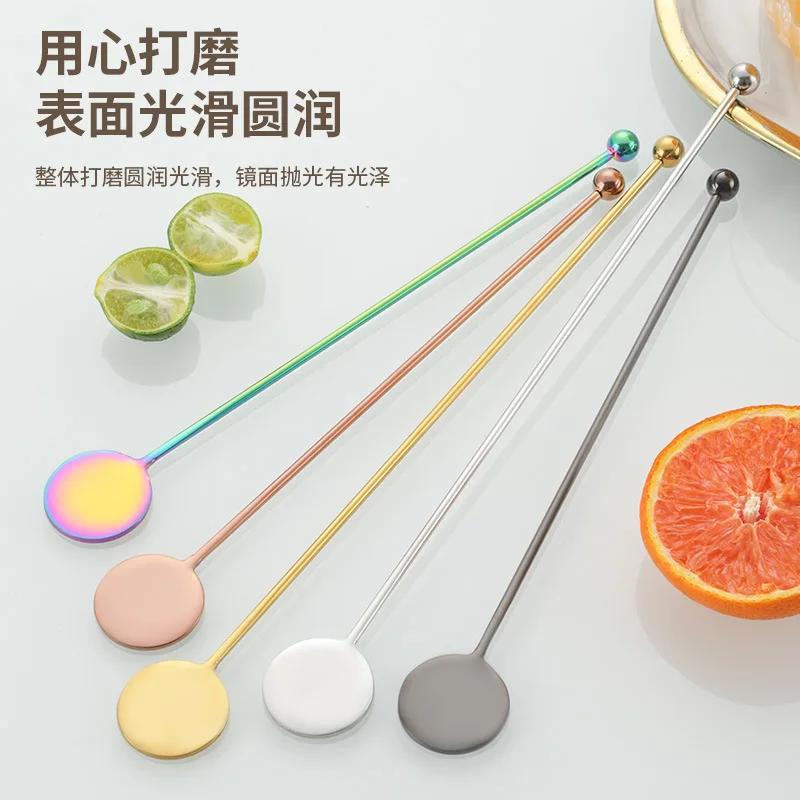 50pcs 304 Stainless Steel Round Brand Stirring Rod Creative Bar Juice Cocktail Mixing Stirring Rod
