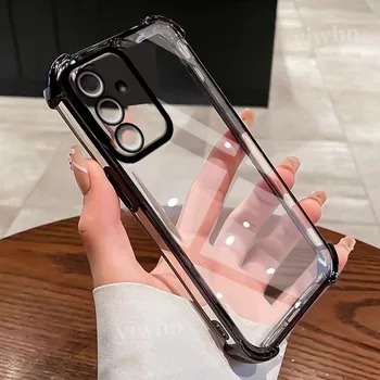 Custodia per telefono trasparente per Samsung Galaxy A16 5G 4G A26 A06 A36 A56 5G Clera Cover posteriore protettiva Cerchio fotocamera nero