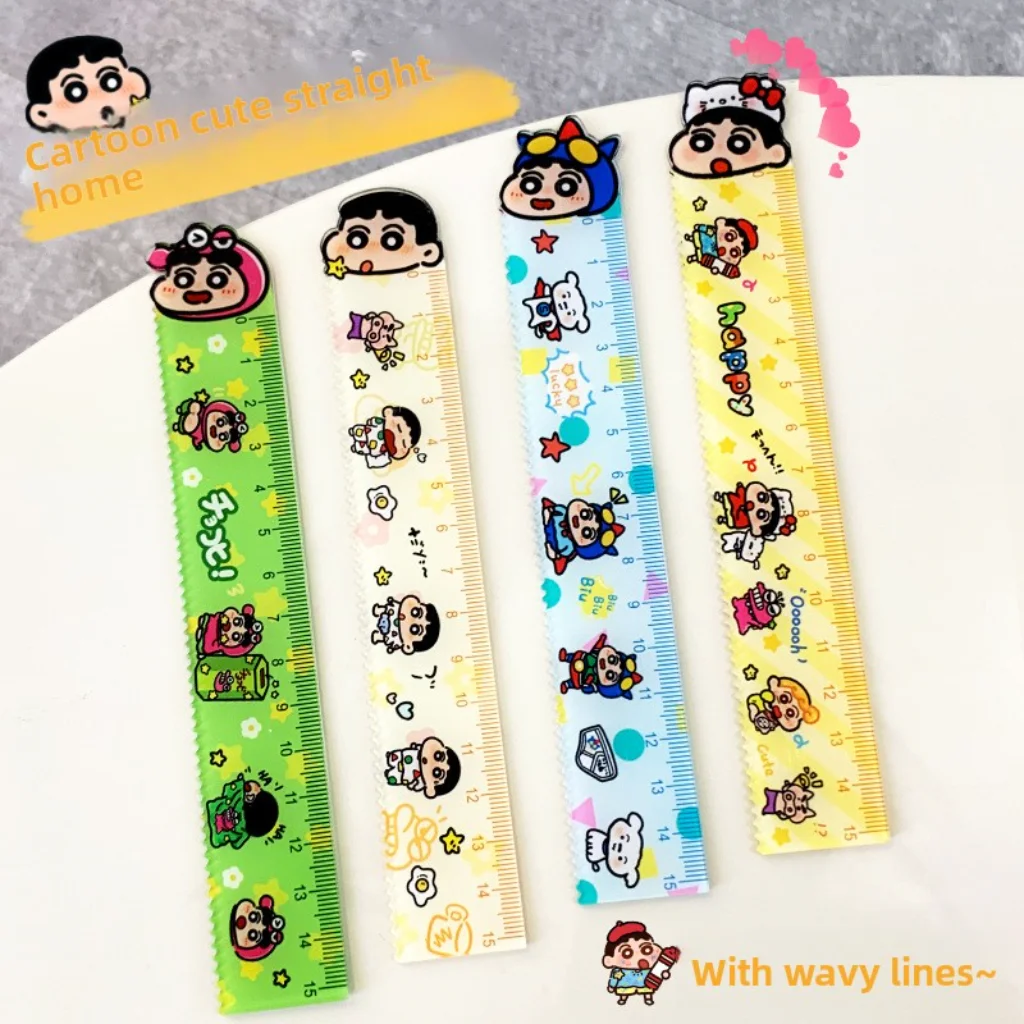 Righello da 15 cm di Crayon Shin-chan per Studenti, Ufficio, Scuola, Forniture per Disegno, Righello Ondulato, Personaggi Anime, Giocattoli in Acrilico - immagine 5