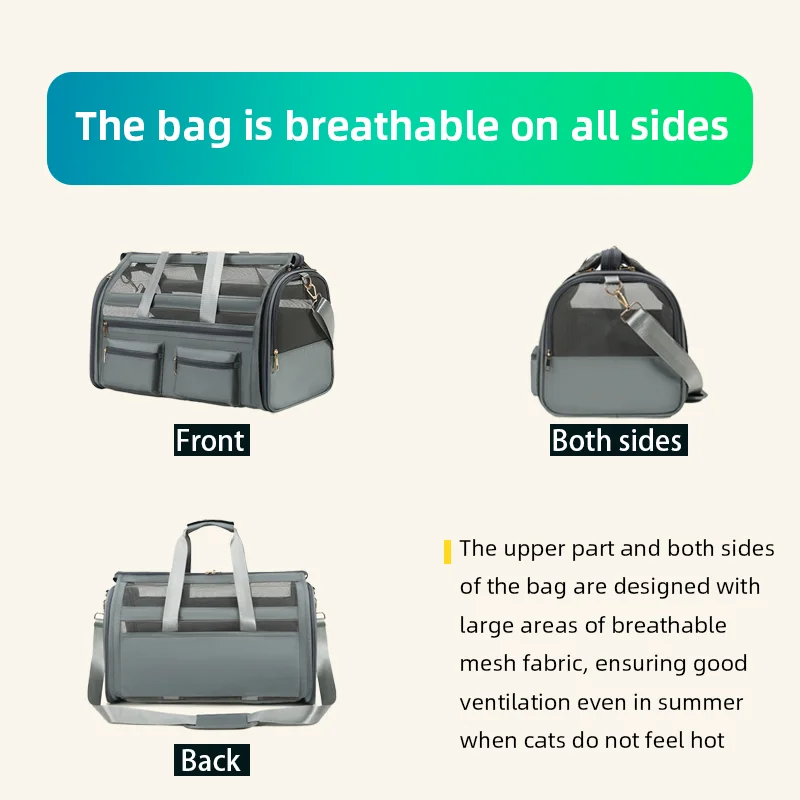 Breathable Cat Carrier Bag Large Space Travel Bag for Cat Pet transporter and Conveyor Pet Moving Handbag Foldable Waterproof