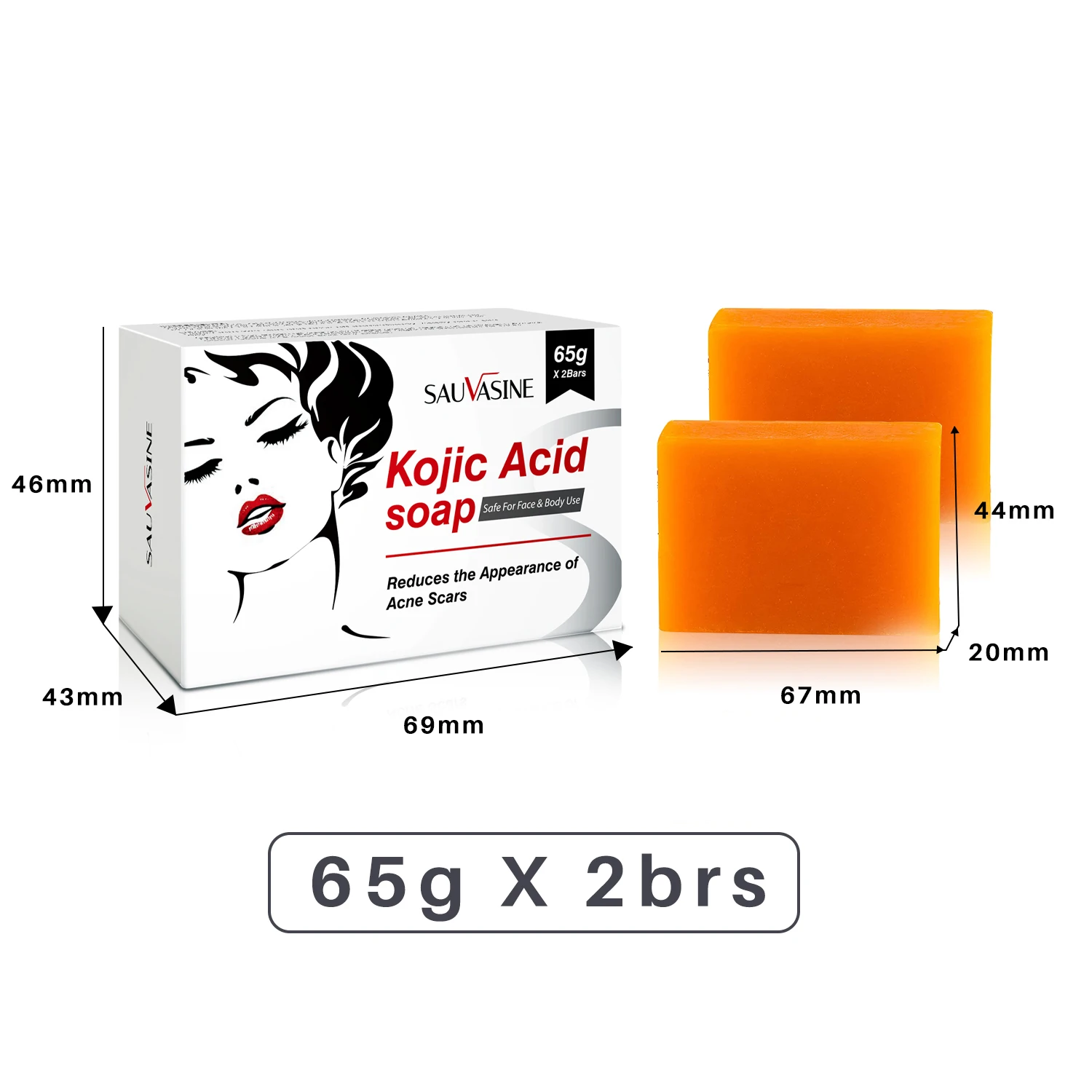 Kojic Acid Glow Soap Facial Deep Cleaning Even Skin Tone Skin Lightening Soap Oil Control Moisturizing Skin Care 65g x2 6