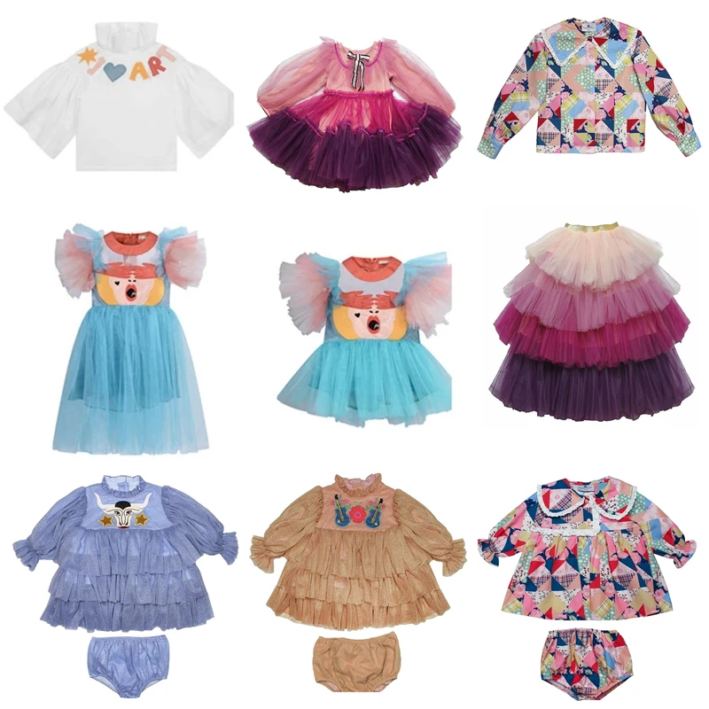 New Autumn Raspberry Baby Girls Eyes Dresses Lace Princess Blouse T