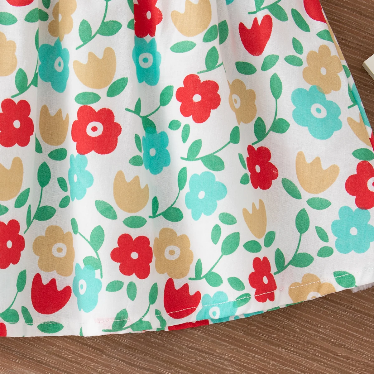 فستان بناتي صيفي طبعة زهور وقبعة