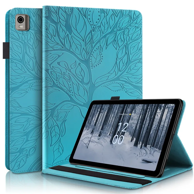 Relevo Árvore Couro Flip Cover Case para Tablet Nokia T21 10.4 10 2023 em - Imagem 6