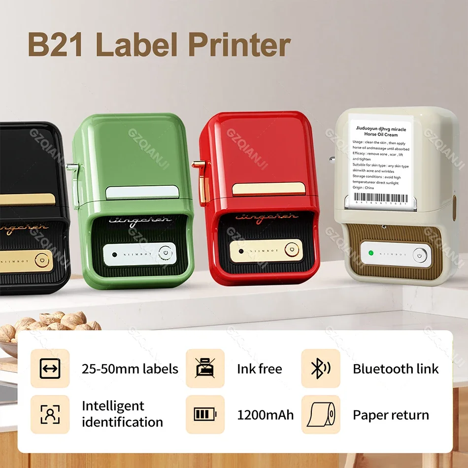 Niimbot B21 Mini Impressora Térmica Portátil Etiqueta de Código de Barras Mobile Maker Etiqueta Faça Você Mesmo Presente do Pequeno Negócio Novo Largura 2050 mm - Imagem 3