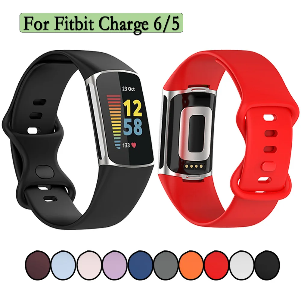 Fitbit Charge 6 용 실리콘 스트랩, 시계 밴드 교체, 조정 가능한 손목 밴드, Fitbit Charge 5 스포츠 밴드