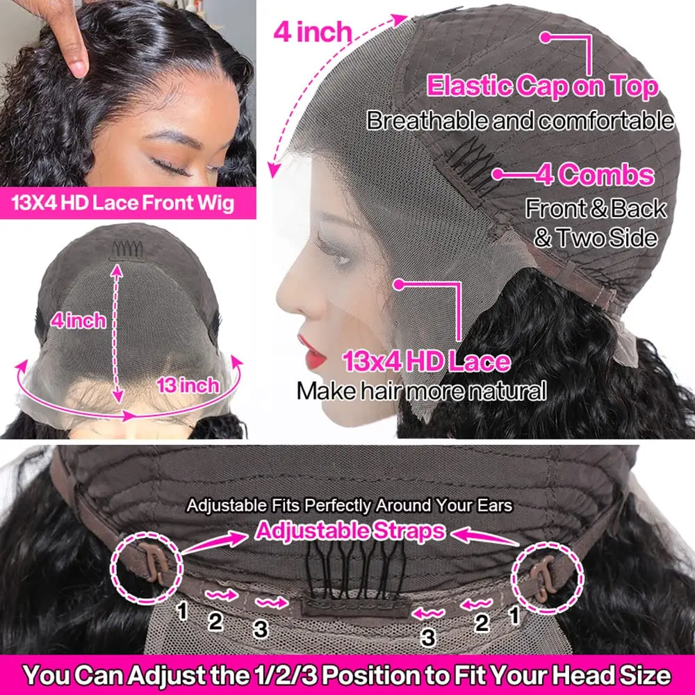 30 Inch Deep Wave Frontal Wig HD Transparent Lace Front Human Hair Wigs Brazilian Full Deep Curly Human Hair Wig