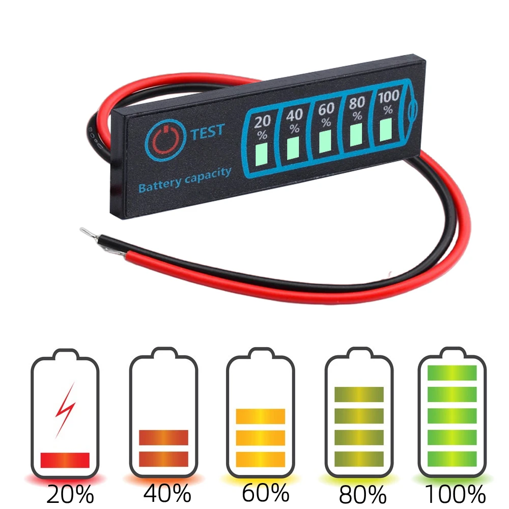 Create Idea 3 Pezzi Indicatore Di Livello Batteria 2S Li-Ion 7.4-8.4V – Modulo LED 5 Barre Per Batterie Al Litio E Piombo