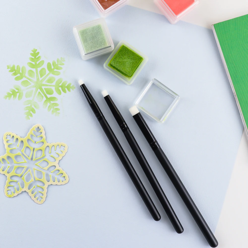 Painting Brushes 3Pcs/set Flat /angled Detailed Blending for Fine Detailed Areas Ink Painting Intricate Stencils Cards Making blending brush