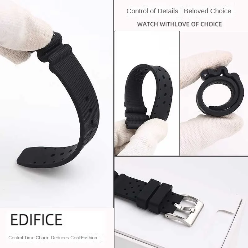 Breathable Silicone Rubber Sport Watchband - 20mm / 22mm