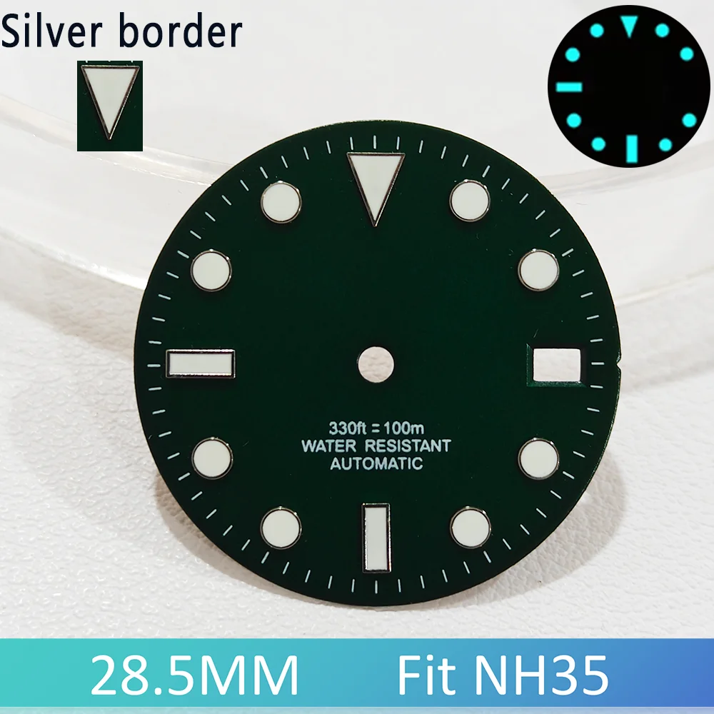 Customized Logo Watch Dial For NH35 NH36 28.5mm SUB Watch Dials BGW9 Luminous