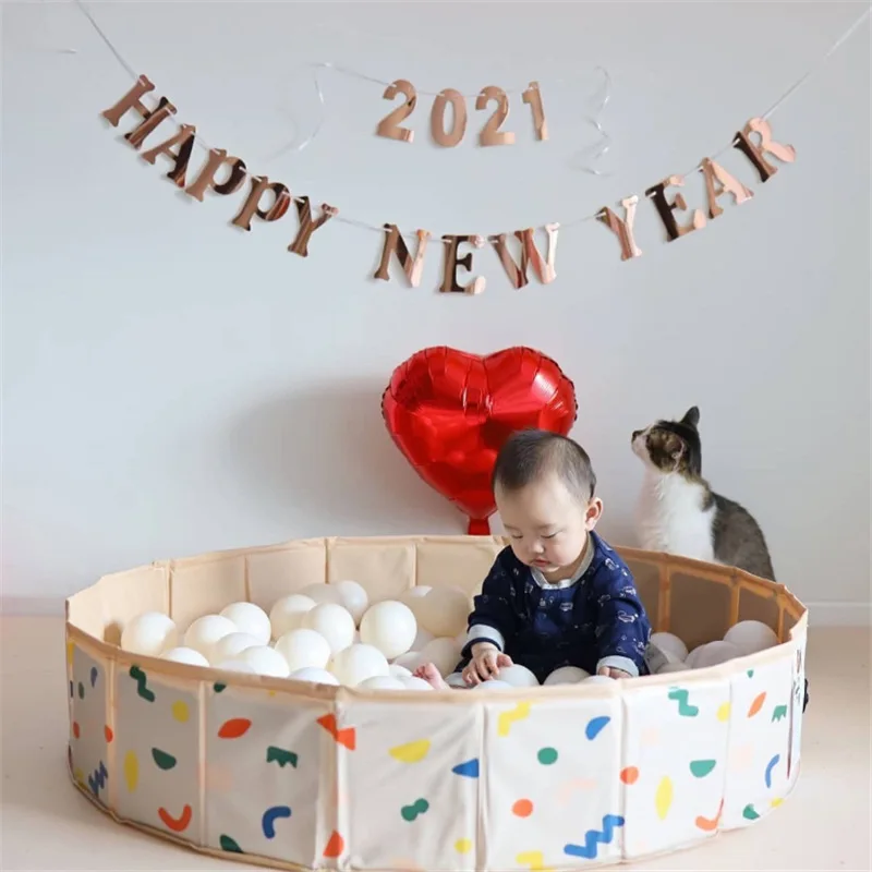 Children's Foldable Swimming Pool Multifunctional Play Pool INS Children's Indoor Home Color Baby Game Ocean Pool Toy Fence 3