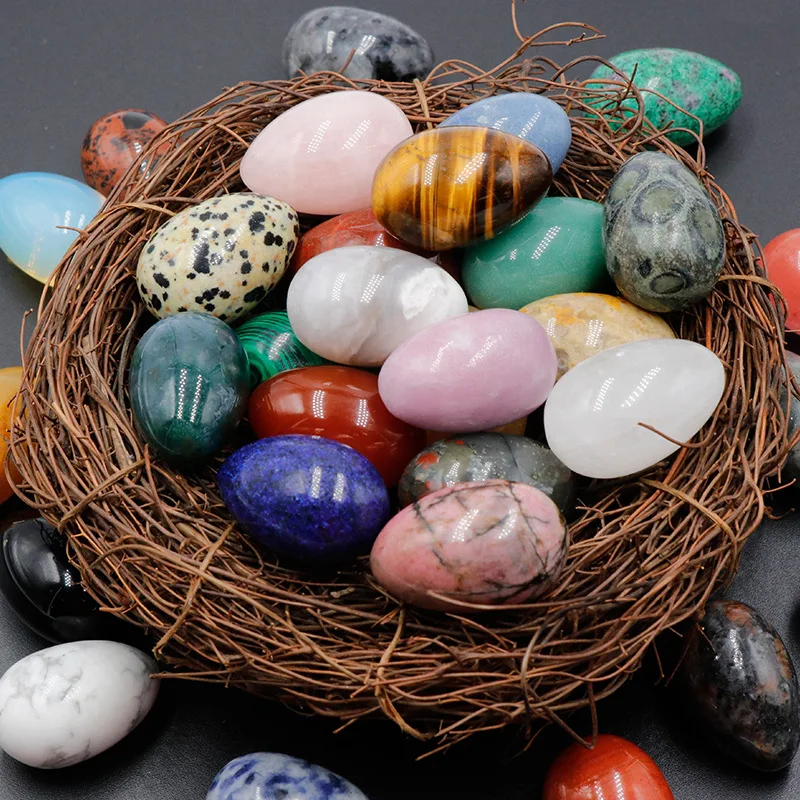 

3pcs Egg Statue Natural Stone Decoracion Rose Quartz Amethyst Gemstones Mineral Yoga Healing Crystals Stone Ornament Room Decor