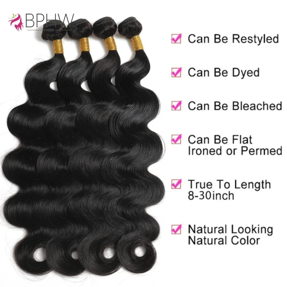 Peruvian Body Wave Human Hair Extensions Raw Virgin Unprocessed Weave 1 3 4 Bundles Deals Natural Color