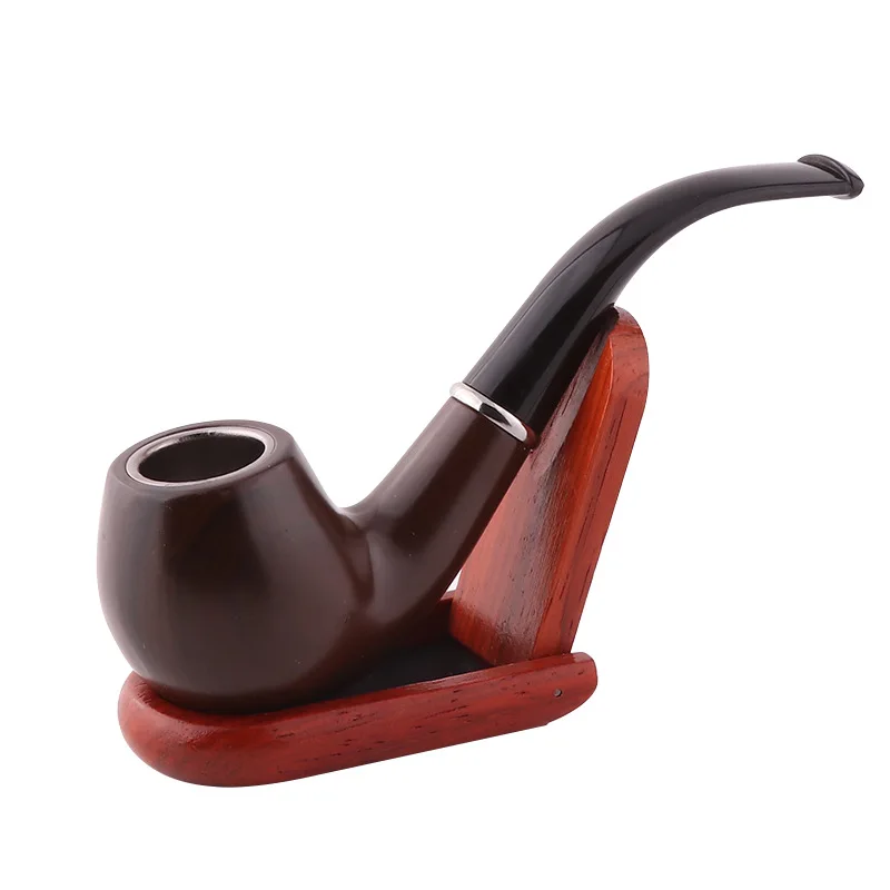 Tobacco Pipe Classic Wood Grain Resin Pipe Chimney Filter Long Smoking Cigar Gifts Gift Grinder Smoke Mouthpiece