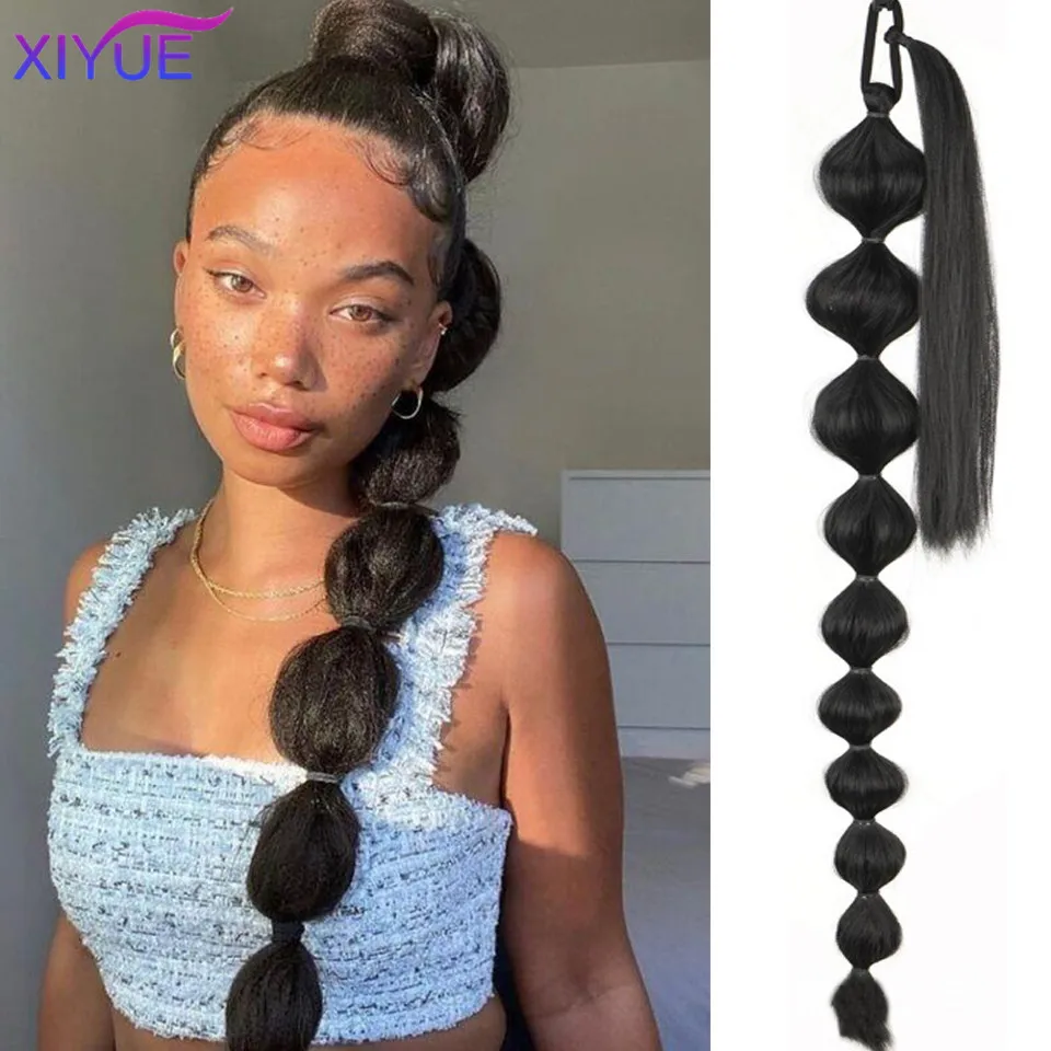 Wig bubble ponytail braid women's European and American entangled hair extensions ponytail lantern bubble braid wig XIYUE
