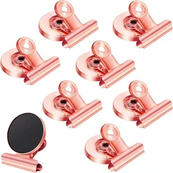 Heavy Duty Magnetic Bulldog Clips for Whiteboards and Photo Displays (8Pcs - Rose Gold)