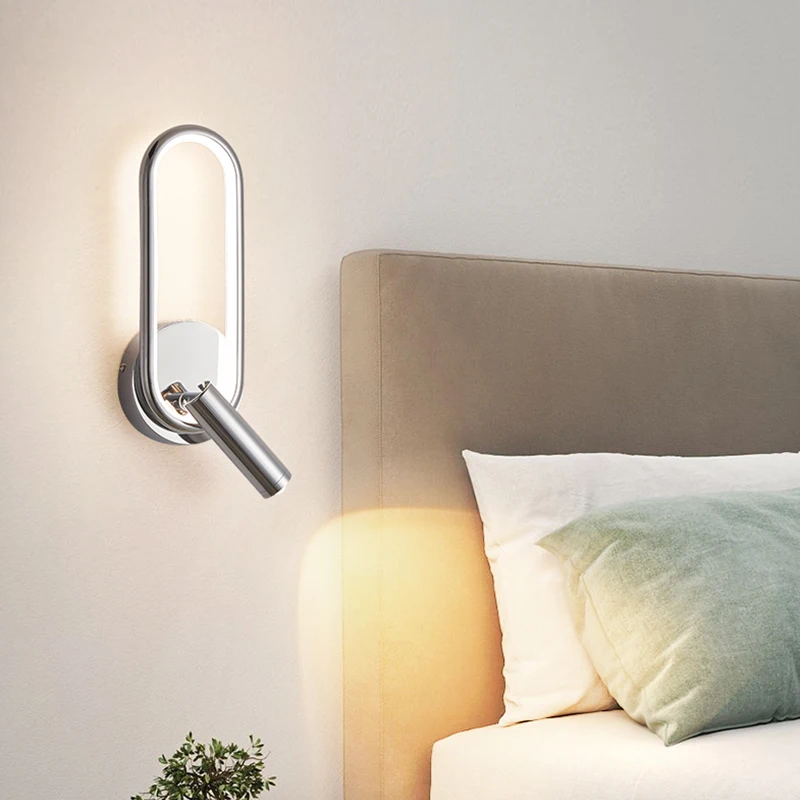 Wall Lamp with Spotlights Minimalist Bedroom Bedside Reading Light Rotating Creative Background Indoor wall sconces light led wall lamp wall lamp flexible reading light