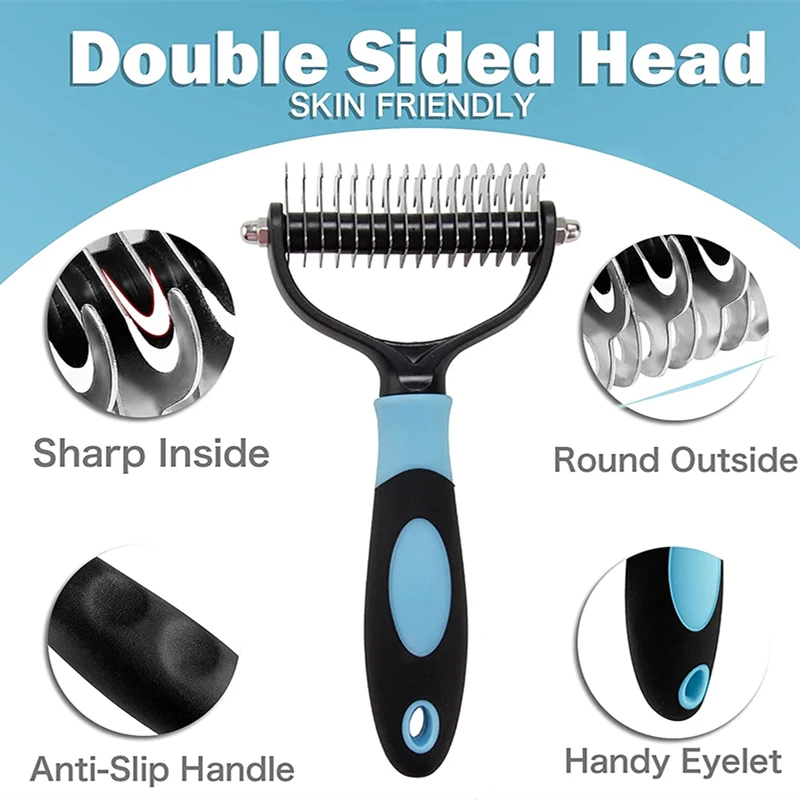 

Professional pet Hair removal brush 2 face hair removal dog comb Cat brush rake Puppy grooming tools Pet supplies